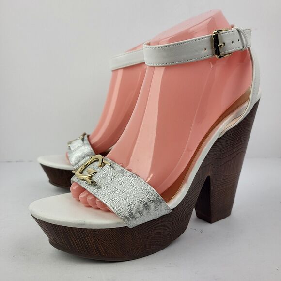 GBG Los Angeles Selah ankle strap Block Heel White Sandal - Picture 1 of 15